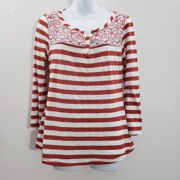 Anthropologie Post Mates Striped Floral Top - Picture 1 of 10